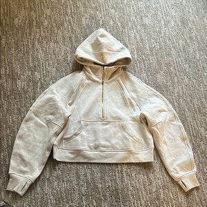 Women's Beige Half-Zip Hoodie